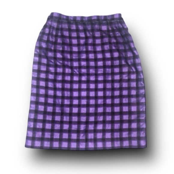 Silk Purple and Black Check pencil skirt - Picture 10 of 10